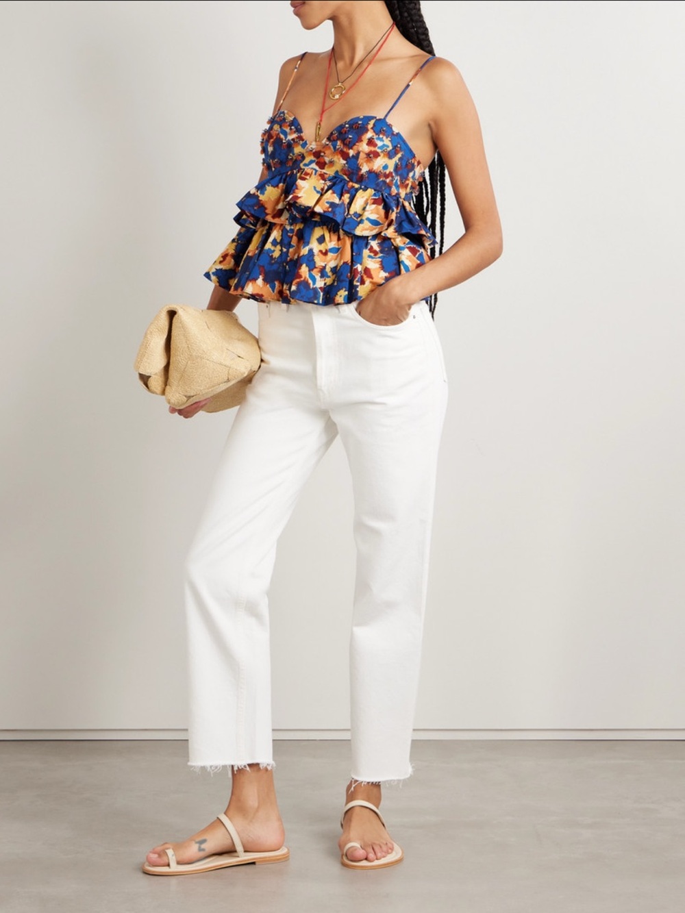 Ulla Johnson Embellished Lucia Tiered Ruffle Top in Wildflower size 6 - Picture 2 of 9